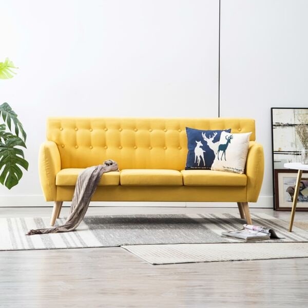 vidaXL 3-sitssoffa med tygklädsel 172x70x82 cm gul Gul