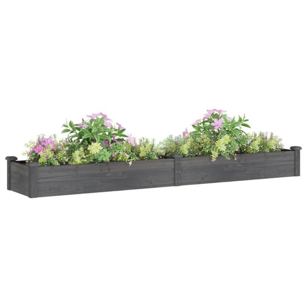 vidaXL Odlingslåda med foder grå 240x45x25 cm massivt granträ Grå