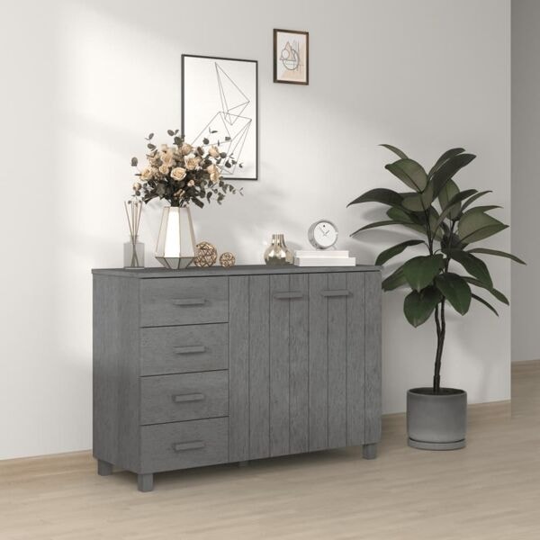 vidaXL Skänk HAMAR mörkgrå 113x40x80 cm massiv furu grå