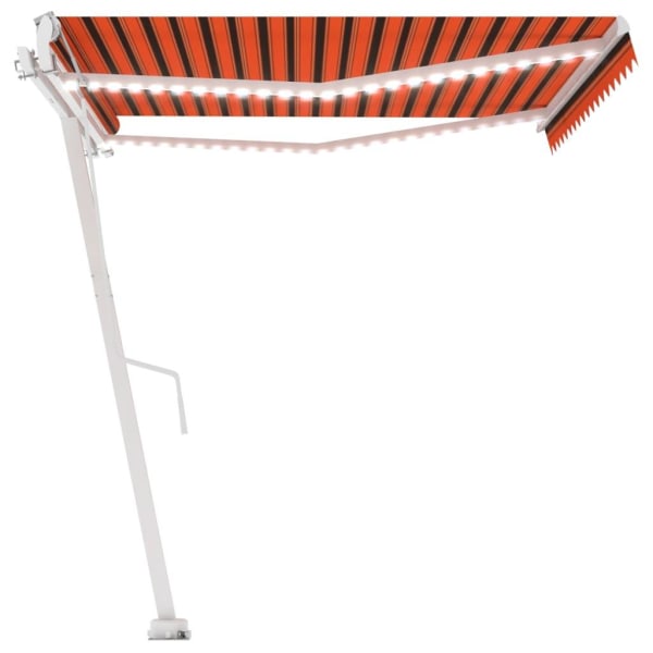 vidaXL Automatisk markis med vindsensor & LED 450x350 cm orange/ Flerfärgsdesign