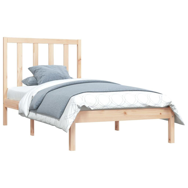 vidaXL Sängram massiv furu 90x190 cm Brun