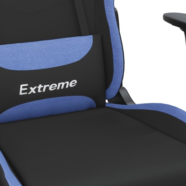 vidaXL Gamingstol med fotstöd och massage svart och blå tyg Blå