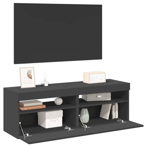 vidaXL TV-bänk med LED-belysning 2 delar grå 60x35x40 cm grå