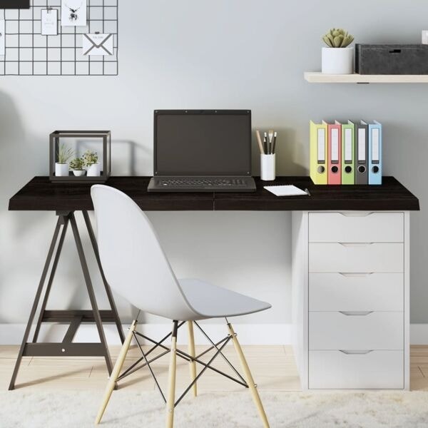 vidaXL Bordsskiva mörkbrun 140x40x(2-4) cm behandlad massiv ek Brun