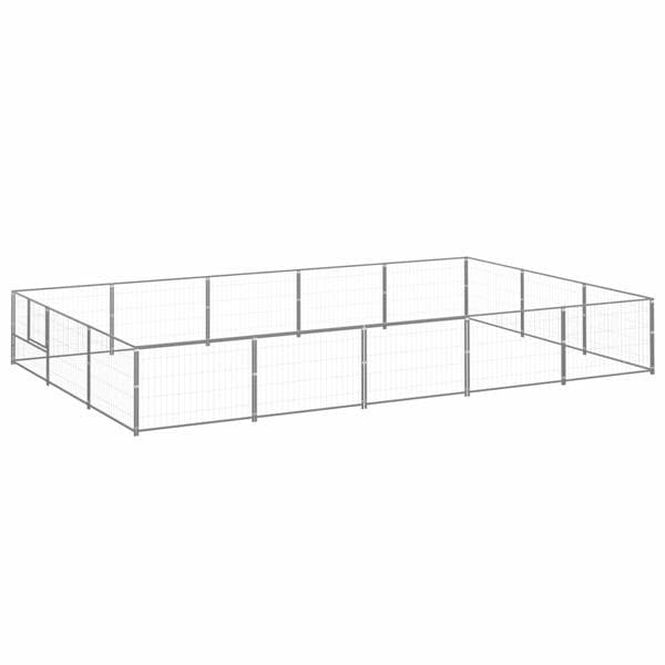 vidaXL Hundgård silver 15 m² stål Silver