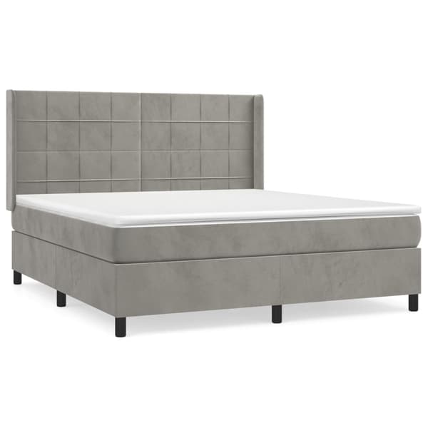 vidaXL Ramsäng med madrass ljusgrå 160x200 cm sammet Grå
