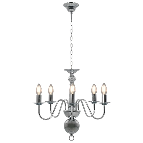 vidaXL Takkrona silver 5 x E14-glödlampor Silver