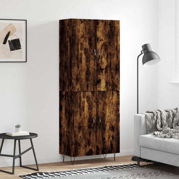 vidaXL Högskåp rökfärgad ek 69,5x34x180 cm konstruerat trä Brun