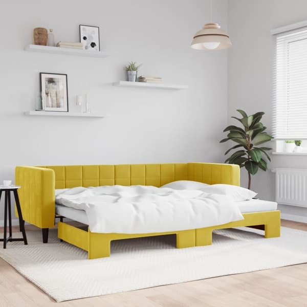 vidaXL Dagbädd utdragbar gul 80x200 cm sammet Gul
