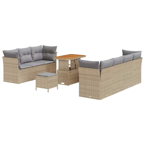 vidaXL Trädgårdsoffset 10 st Beige konstrotting Beige