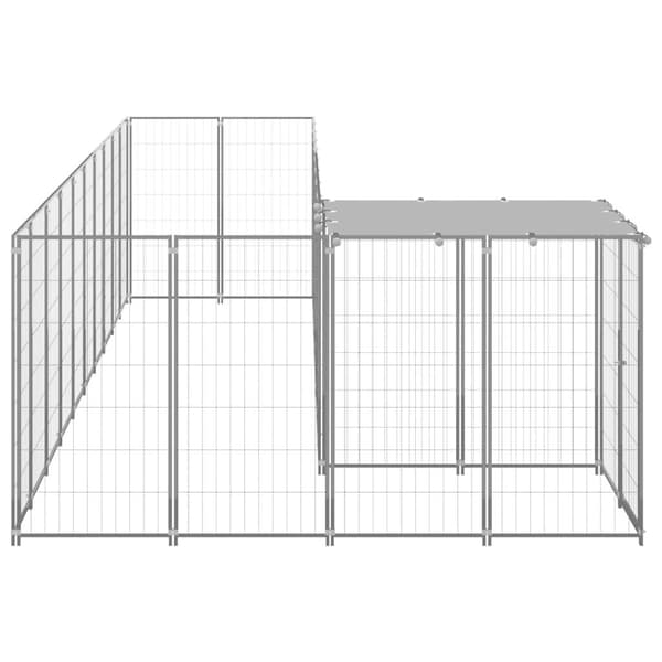 vidaXL Hundgård silver 7,26 m² stål Silver