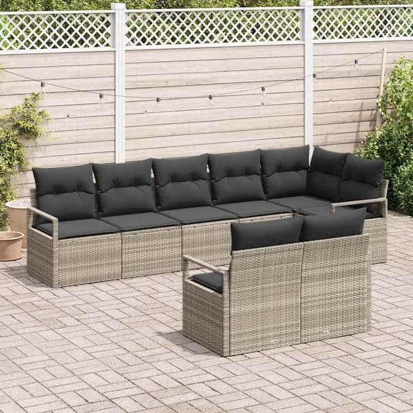 vidaXL Soffset 8 pcs Ljusgrå konstrotting Ljusgrå