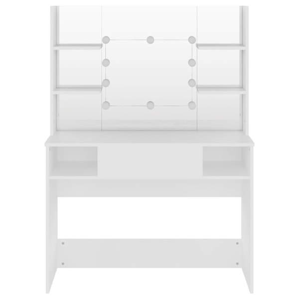 vidaXL Sminkbord med LED-belysning 100x40x135 cm MDF vit Vit