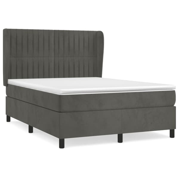 vidaXL Ramsäng med madrass mörkgrå 140x200 cm sammet Grå