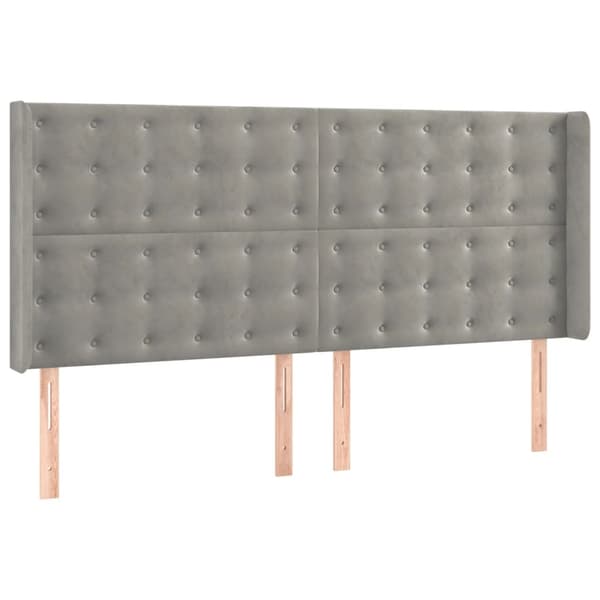 vidaXL Ramsäng med madrass & LED ljusgrå 160x200 cm sammet Grå