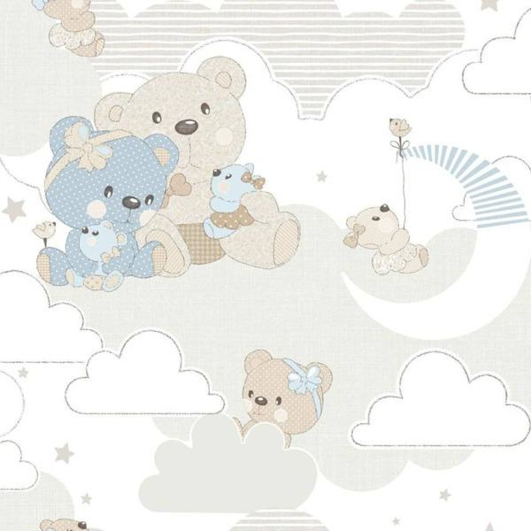 Noordwand Tapet Mondo baby Hug Bears blå och beige Blå