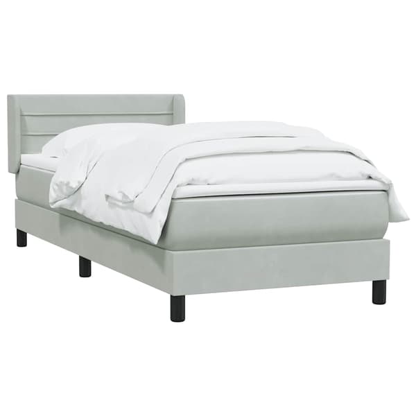 vidaXL Ramsäng med madrass ljusgrå 90x210 cm sammet Grå
