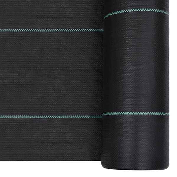 vidaXL Ogräsmatta svart 2x25 m PP Svart