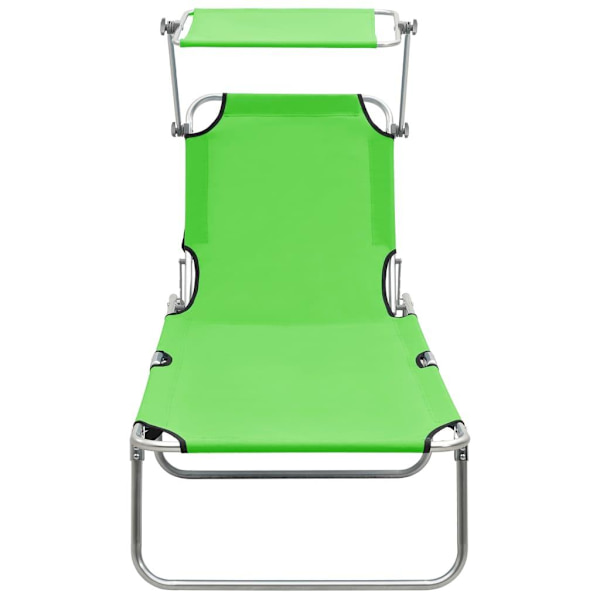 vidaXL Hopfällbar solsäng med tak grön aluminium Grön