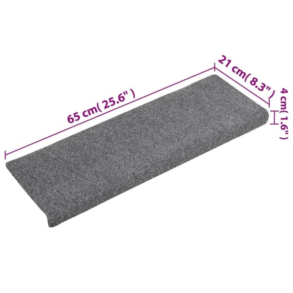 vidaXL Trappmattor självhäftande 15 st 65x21x4 cm ljusgrå rektangulär kant grå