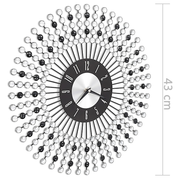 vidaXL Väggklocka metall 43 cm svart Svart