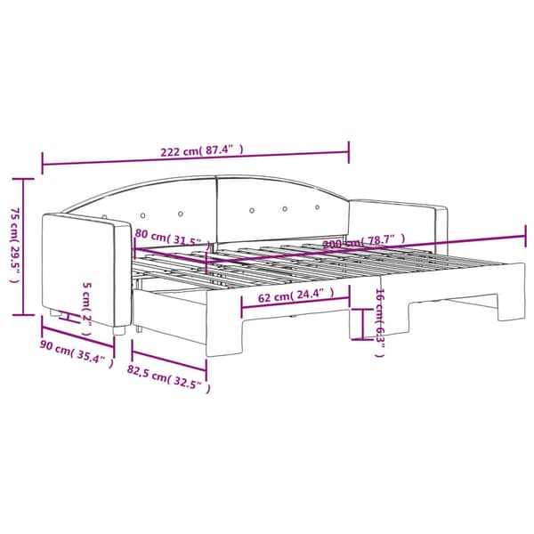 vidaXL Dagbädd utdragbar gul 80x200 cm sammet Gul