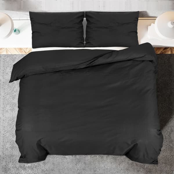 vidaXL Bäddset svart 140x200 cm bomull Svart