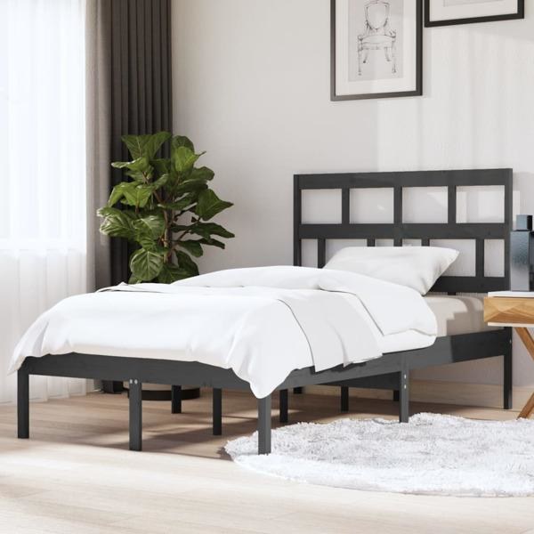 vidaXL Sängram grå massiv furu 120x200 cm Grå