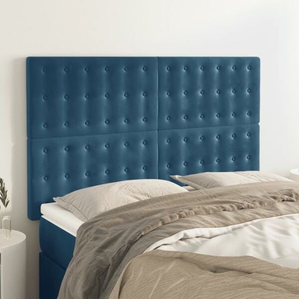 vidaXL Huvudgavlar 4 st mörkblå 72x5x78/88 cm sammet Blå