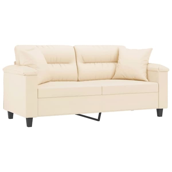 vidaXL 2-sitssoffa med prydnadskuddar beige 140 cm mikrofibertyg Beige