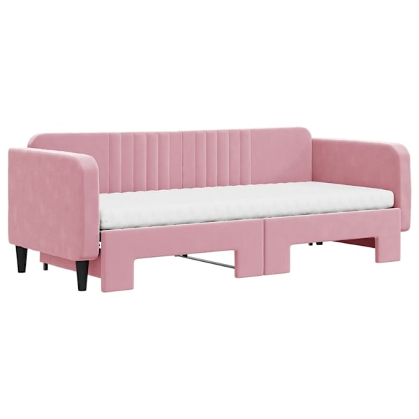 vidaXL Dagbädd utdragbar med madrasser rosa 80x200 cm sammet Rosa