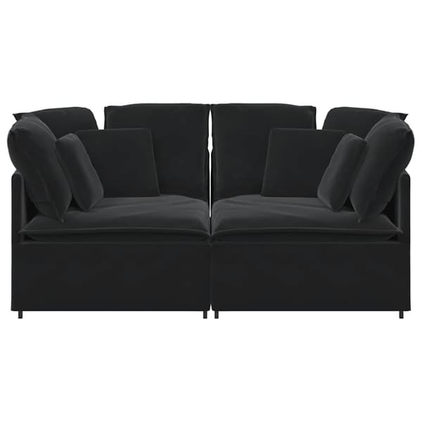vidaXL Modulsoffa med kuddar sammet svart Svart