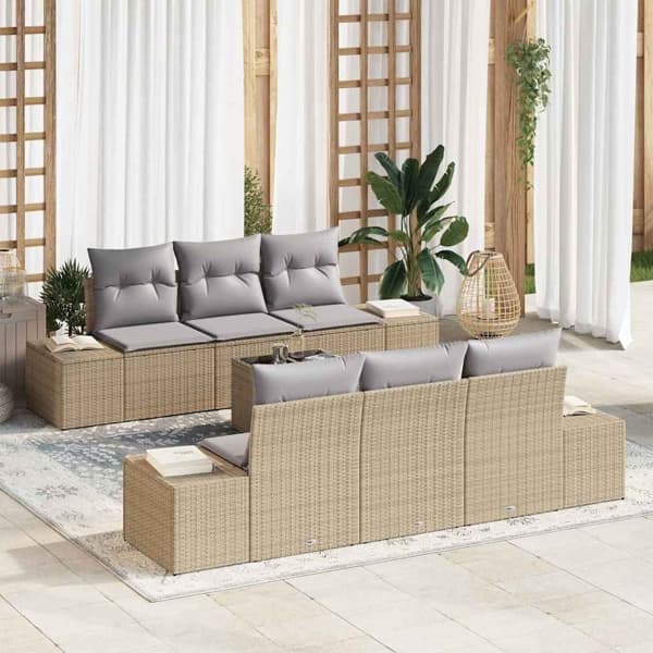 vidaXL Trädgårdsoffset 8 st Beige och Grå konstrotting Beige