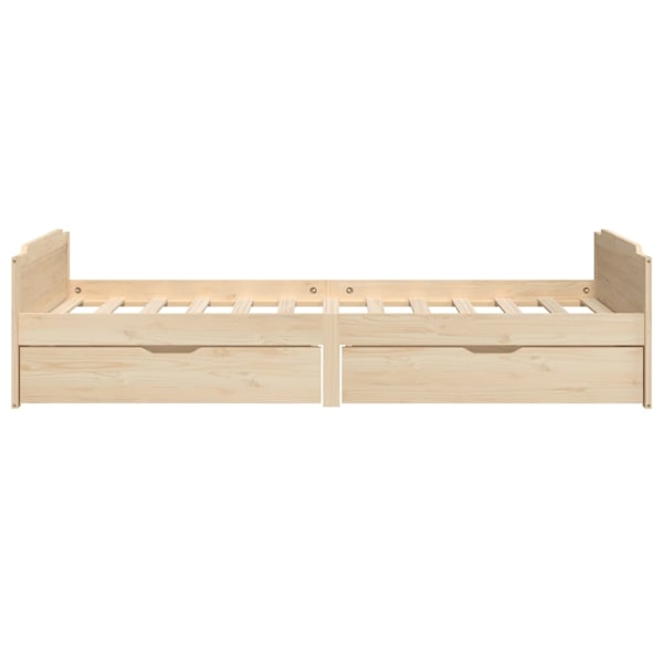 vidaXL Sängram med lådor massiv furu 90x200 cm Brun