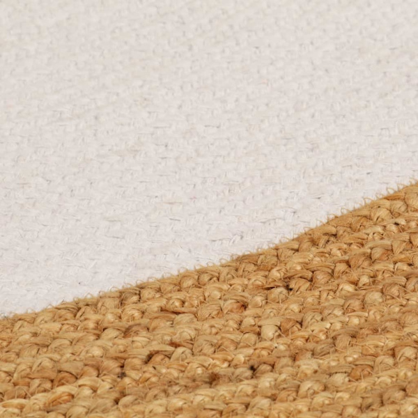 vidaXL Matta flätad vit och naturlig 150 cm jute och bomull rund Vit