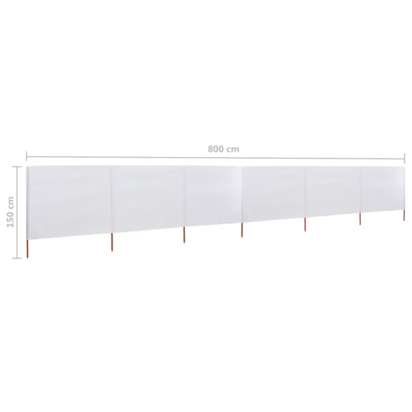 vidaXL Vindskydd 6 paneler tyg 800x120 cm sandvit Vit