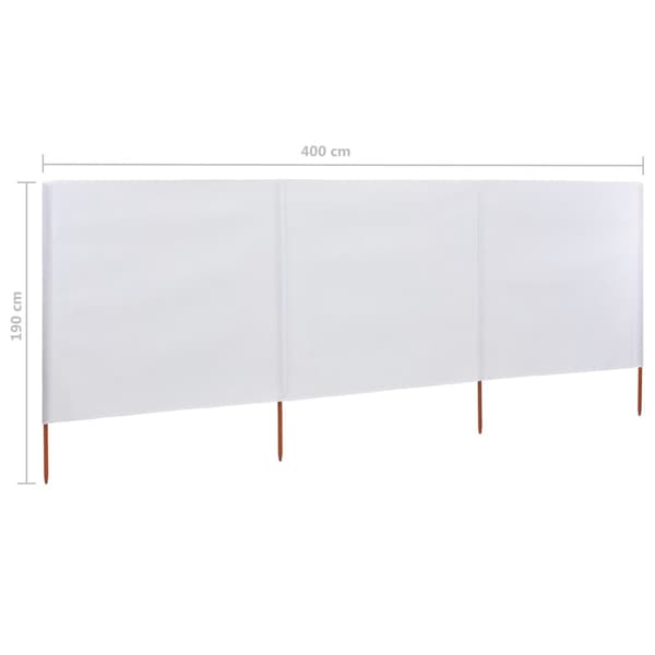 vidaXL Vindskydd 3 paneler tyg 400x160 cm sandvit Vit