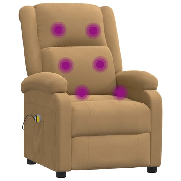 vidaXL Elektrisk massagefåtölj brun sammet Brun
