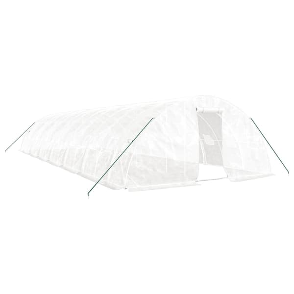 vidaXL Växthus med stålram vit 70 m² 14x5x2,3 m Vit