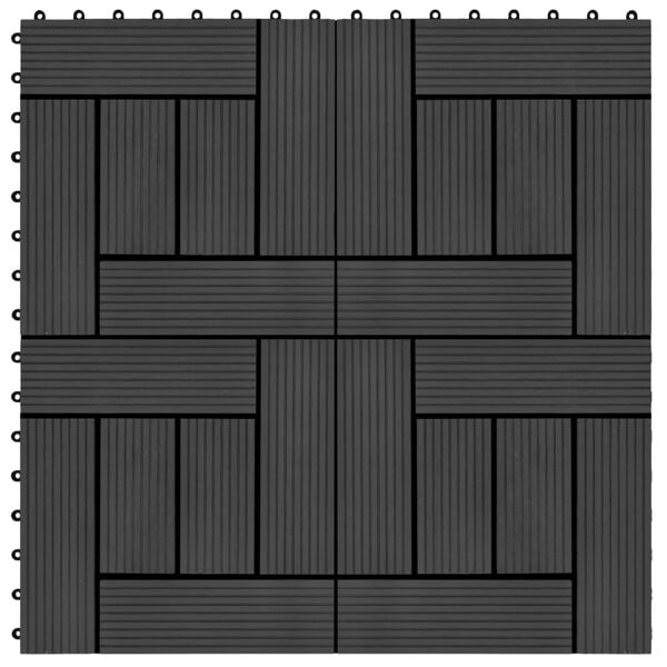 vidaXL Trall 22 st 30x30 cm 2 kvm WPC svart Svart