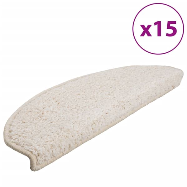 vidaXL 15 st Trappstegsmattor vit 65x25 cm Vit