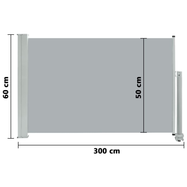 vidaXL Infällbar sidomarkis 60x300 cm grå grå