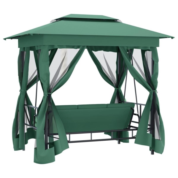 vidaXL Paviljong med hammock grön tyg&stål Grön