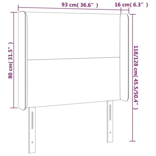 vidaXL Sänggavel LED mörkgrön 93x16x118/128 cm sammet Grön