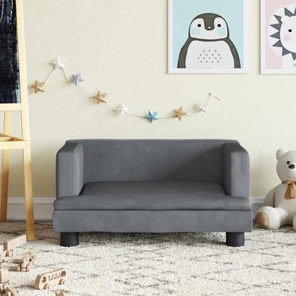 vidaXL Barnsoffa mörkgrå 60x40x30 cm sammet Grå