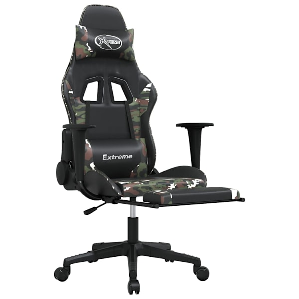vidaXL Gamingstol med fotstöd svart och kamouflage konstläder Grön