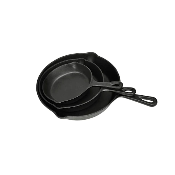 vidaXL Stekpanna 3-pack 17, 21, 27 cm i diameter Svart