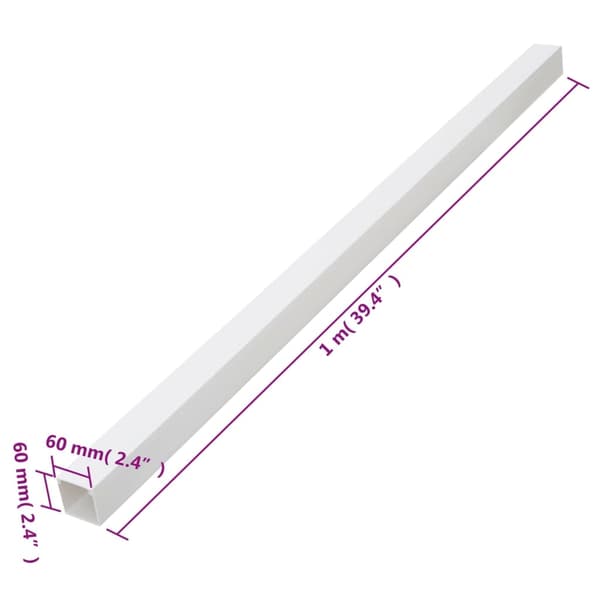 vidaXL Kabelkanal 60x60 mm 30 m PVC Vit