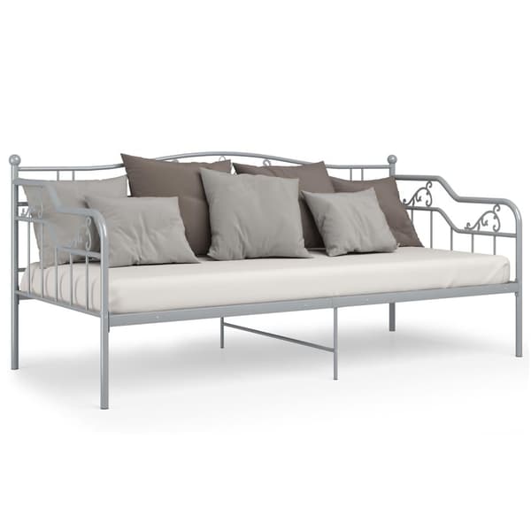 vidaXL Sängram bäddsoffa grå metall 90x200 cm grå