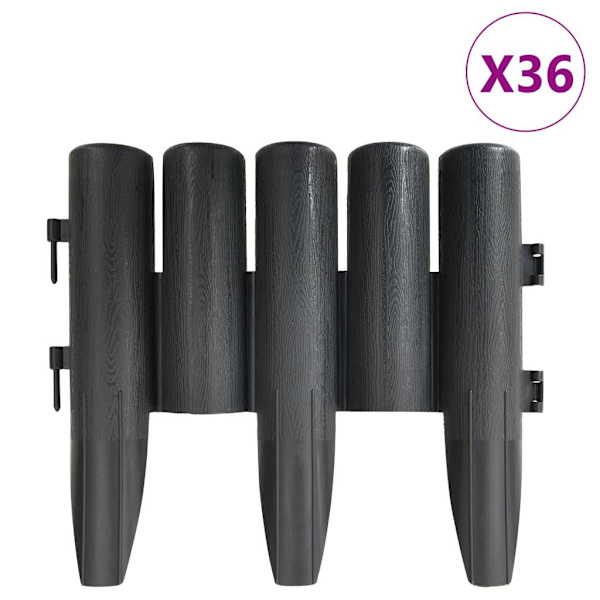 vidaXL Rabattkanter 36 st antracit 10 mm PP Antracit